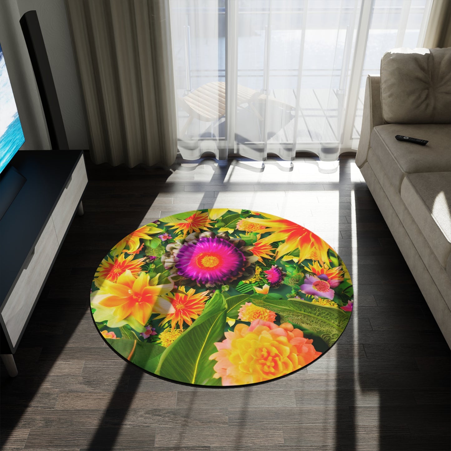 Vibrant Floral Round Rug - Nature-Inspired Home Decor