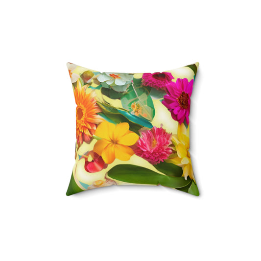 Floral Faux Suede Throw Pillow, Colorful Home Decor, Vibrant Cushion for Living Room, Spring Decor, Flower Power