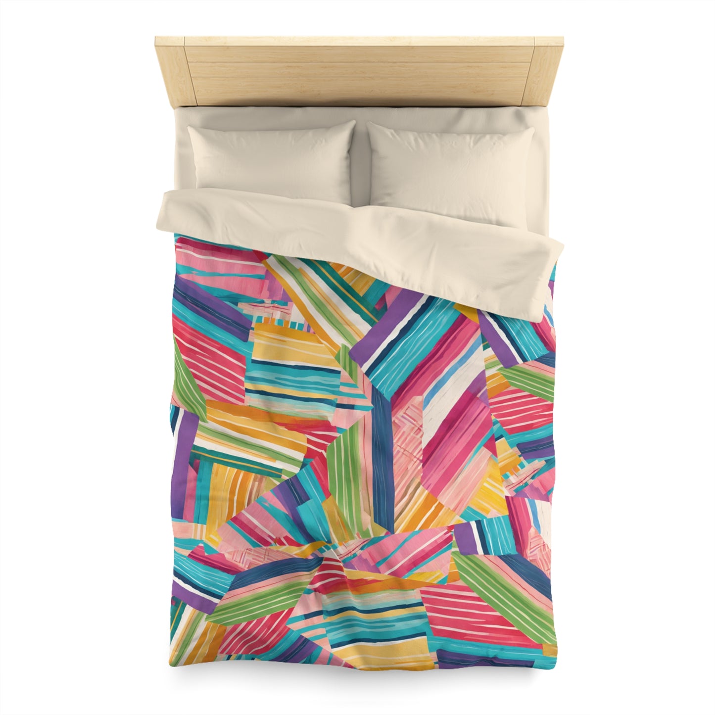 Vibrant Striped Microfiber Duvet Cover - Colorful Bedding for a Cheerful Bedroom