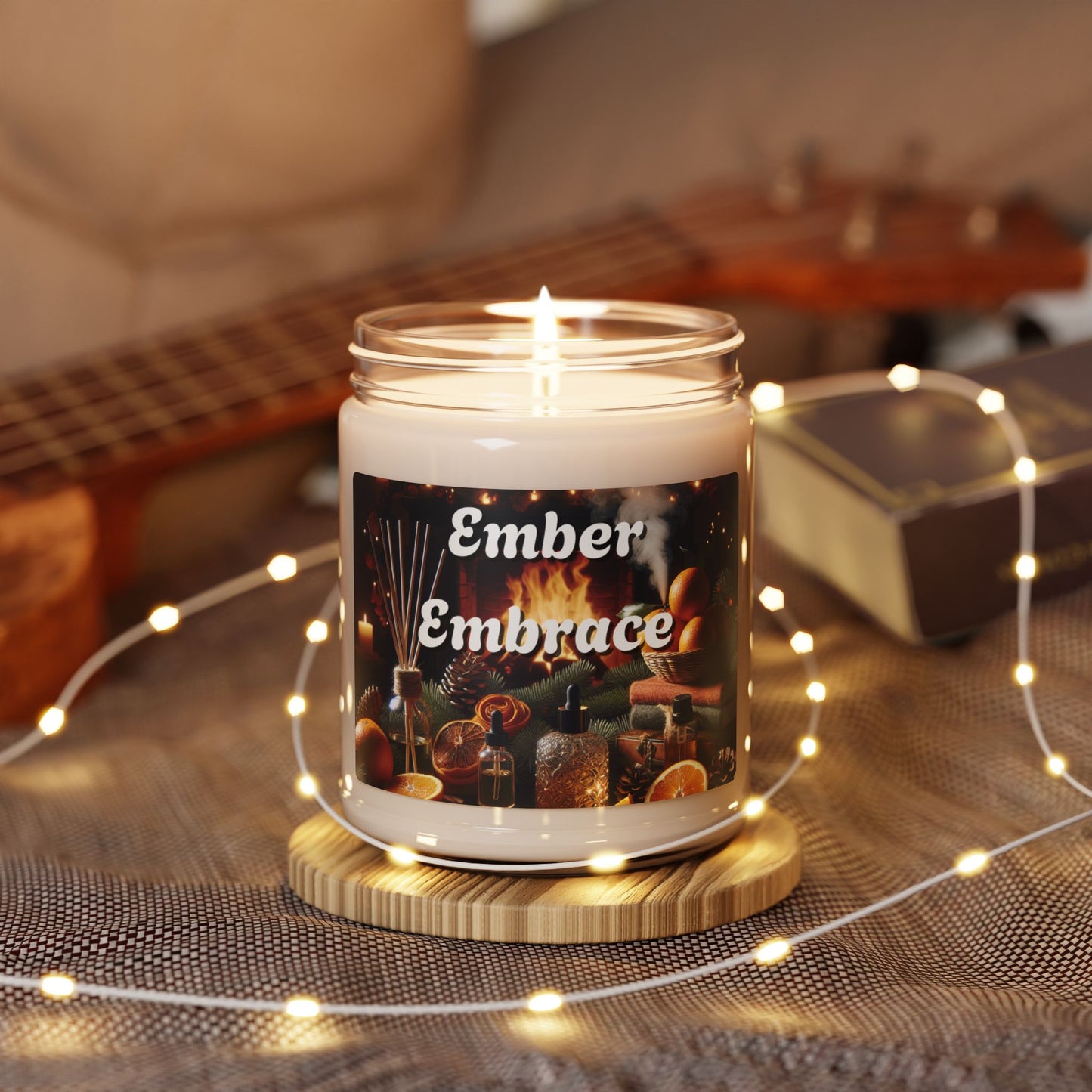 Ember Embrace Candle, Scented Soy, 9oz Relaxing Aromatherapy Home Decor, Cozy Gift Idea, Housewarming Present, Stress