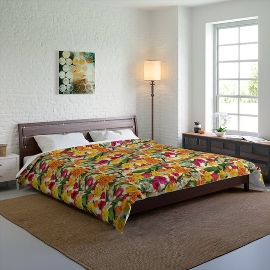 Floral Sunset Comforter | Vibrant Flower Print Bedding for Cozy Home Decor