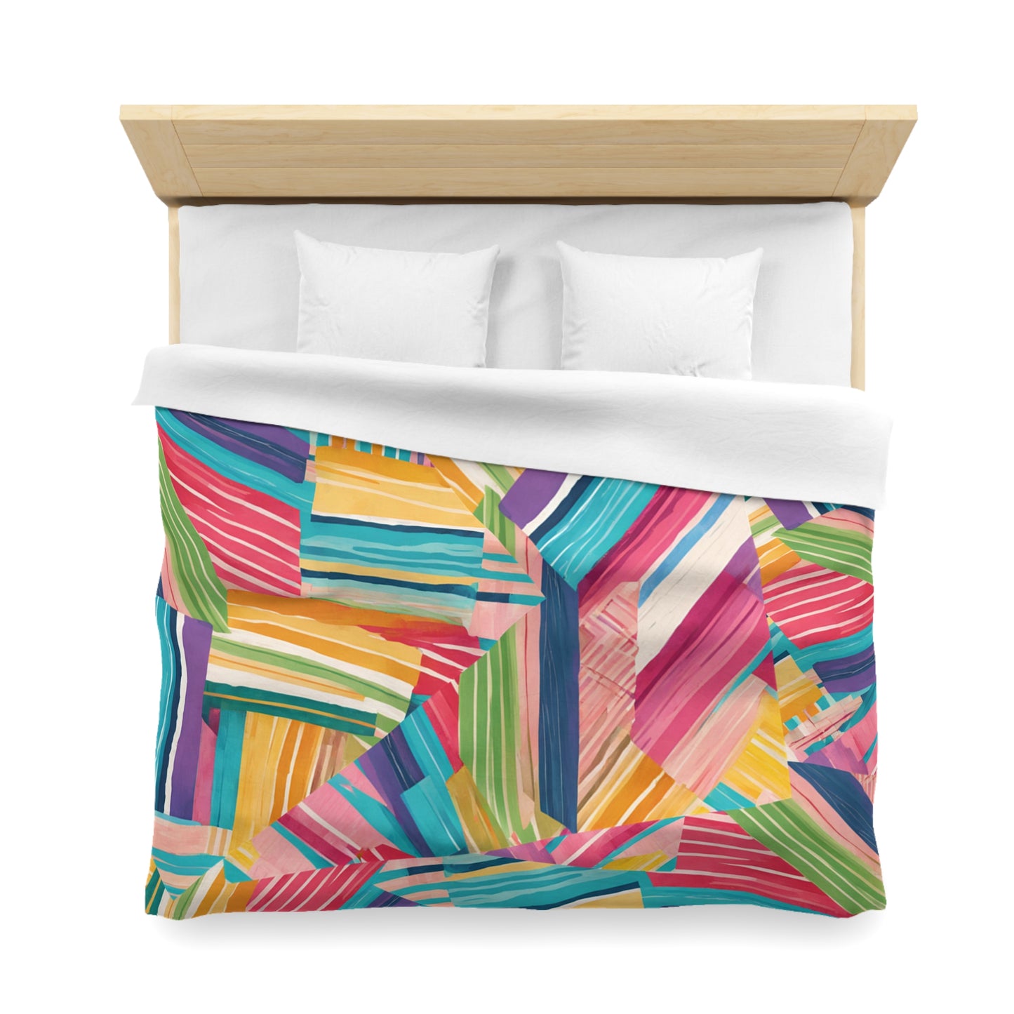 Vibrant Striped Microfiber Duvet Cover - Colorful Bedding for a Cheerful Bedroom