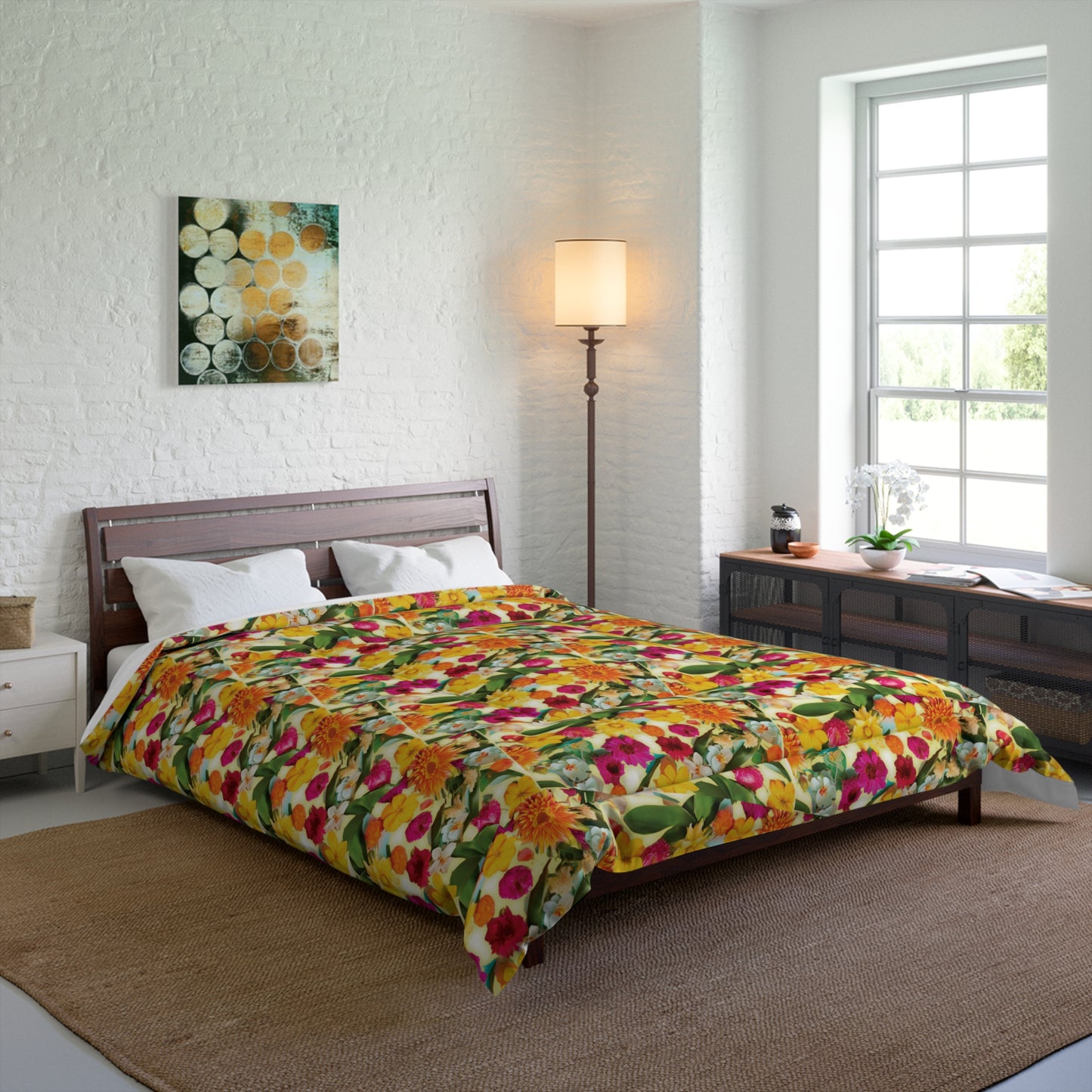 Floral Sunset Comforter | Vibrant Flower Print Bedding for Cozy Home Decor