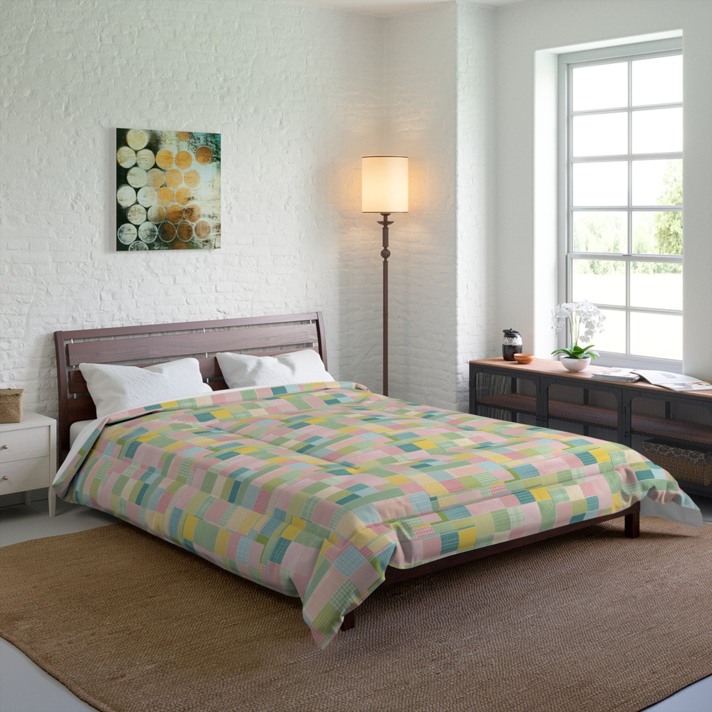 Pastel Geometric Comforter - Cozy Modern Bedding for Every Season