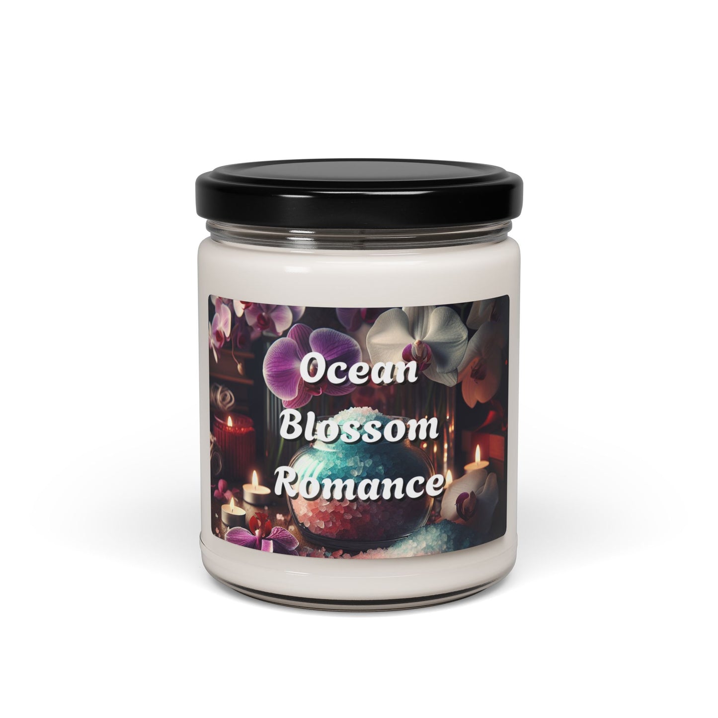 Ocean Blossom Romance Scented Candle, Relaxation Spa Candle, Floral Aromatherapy Candle, 9oz Jar Candle, Home Fragrance Decor