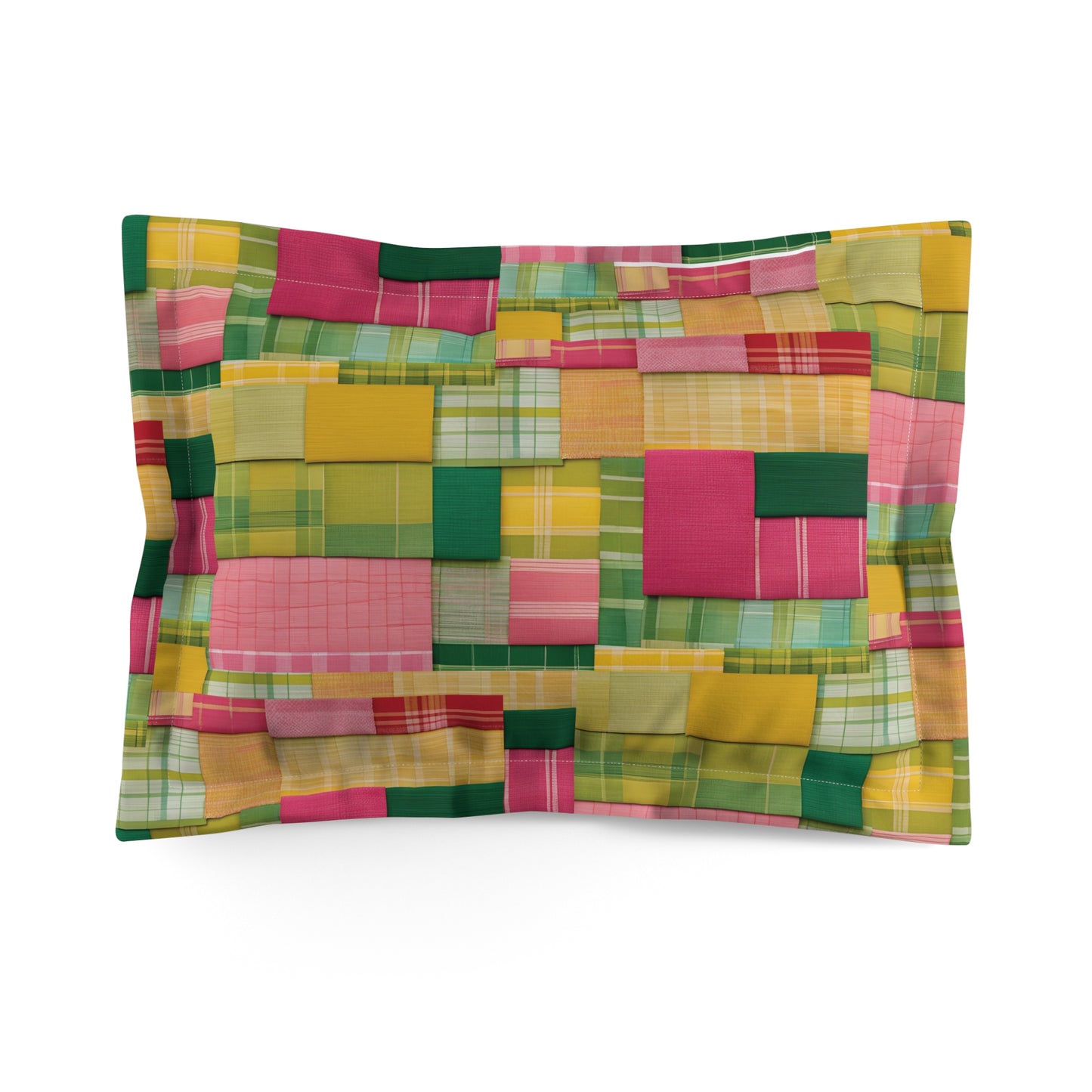 Colorful Patchwork Microfiber Pillow Sham - Easy-Care Bedding Accessory