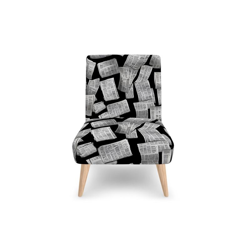 Black Classic Newspaper Occasional Accent Chair