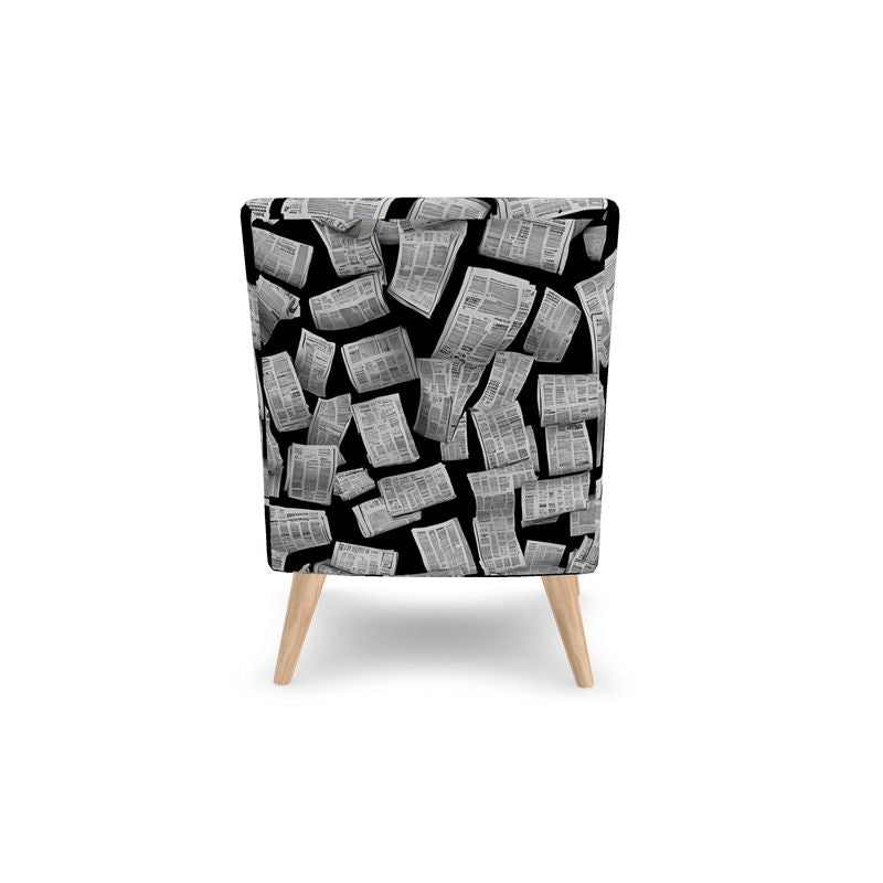 Black Classic Newspaper Occasional Accent Chair