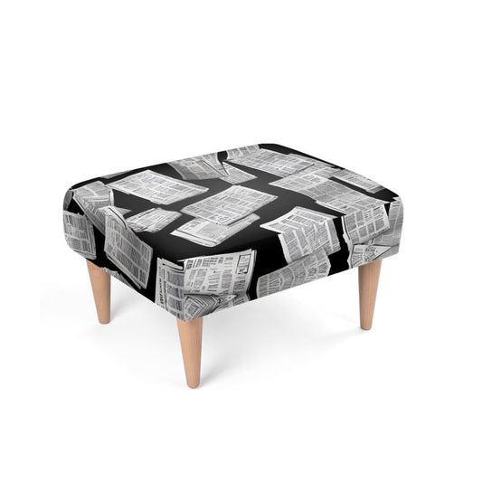 Black Classic Newspaper Footstool