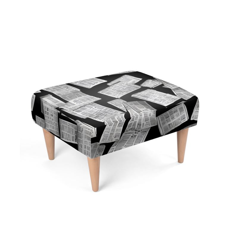 Black Classic Newspaper Footstool