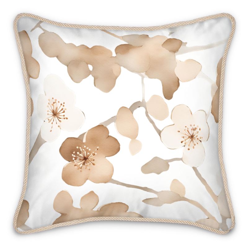 Neutral Floral Silk Pillow