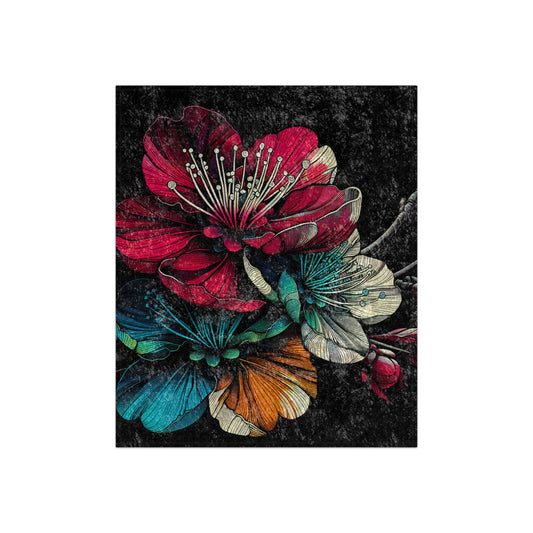 Vibrant Floral Crushed Velvet Blanket for Cozy Homes