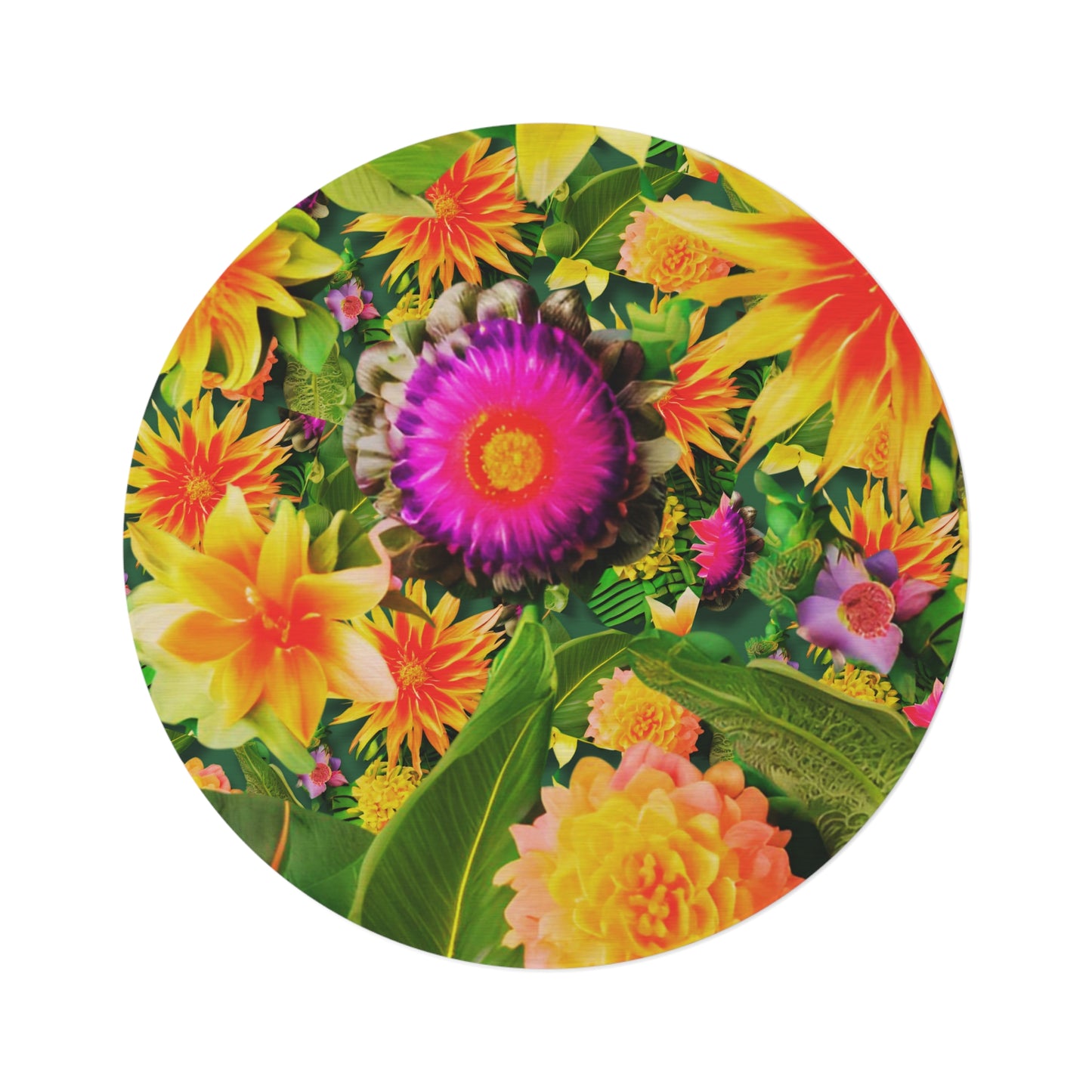 Vibrant Floral Round Rug - Nature-Inspired Home Decor