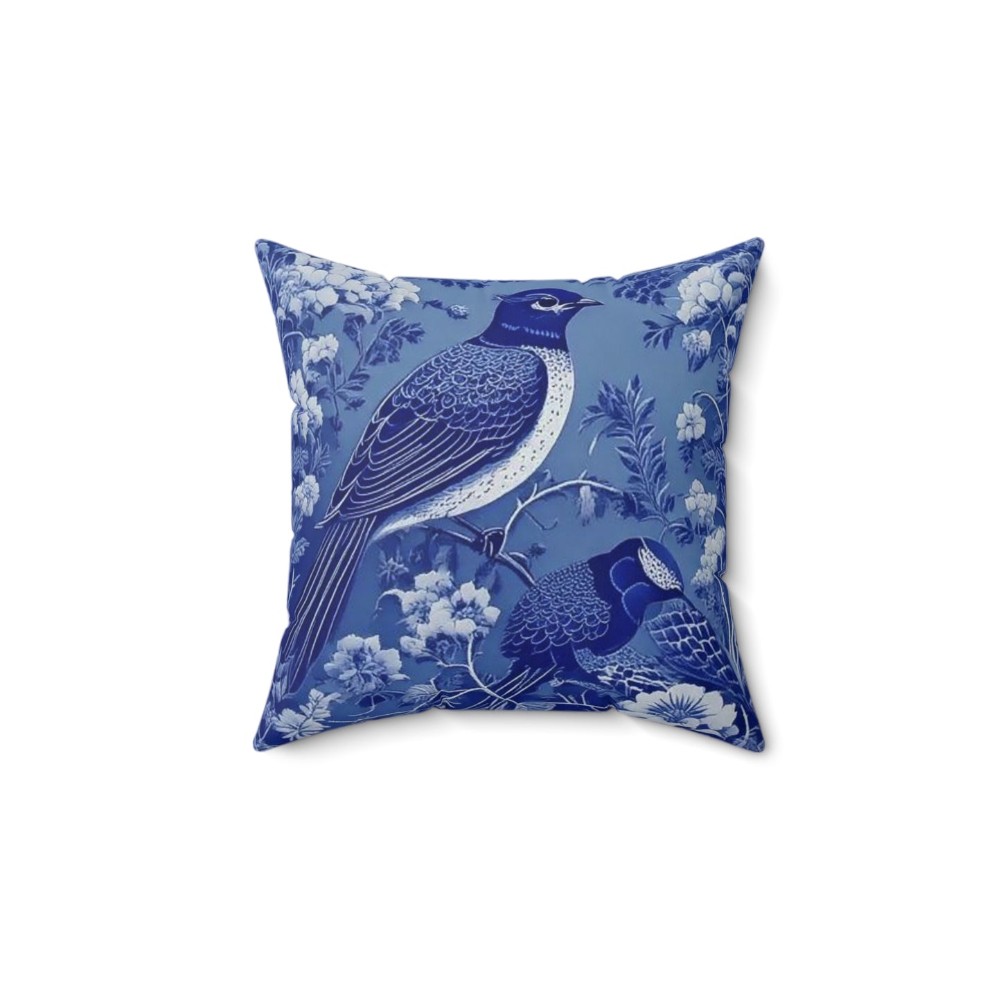 Elegant Blue Bird Faux Suede Pillow - Decorative Cushion for Home Decor, Couch, Living Room, Gifts, Bird Lovers