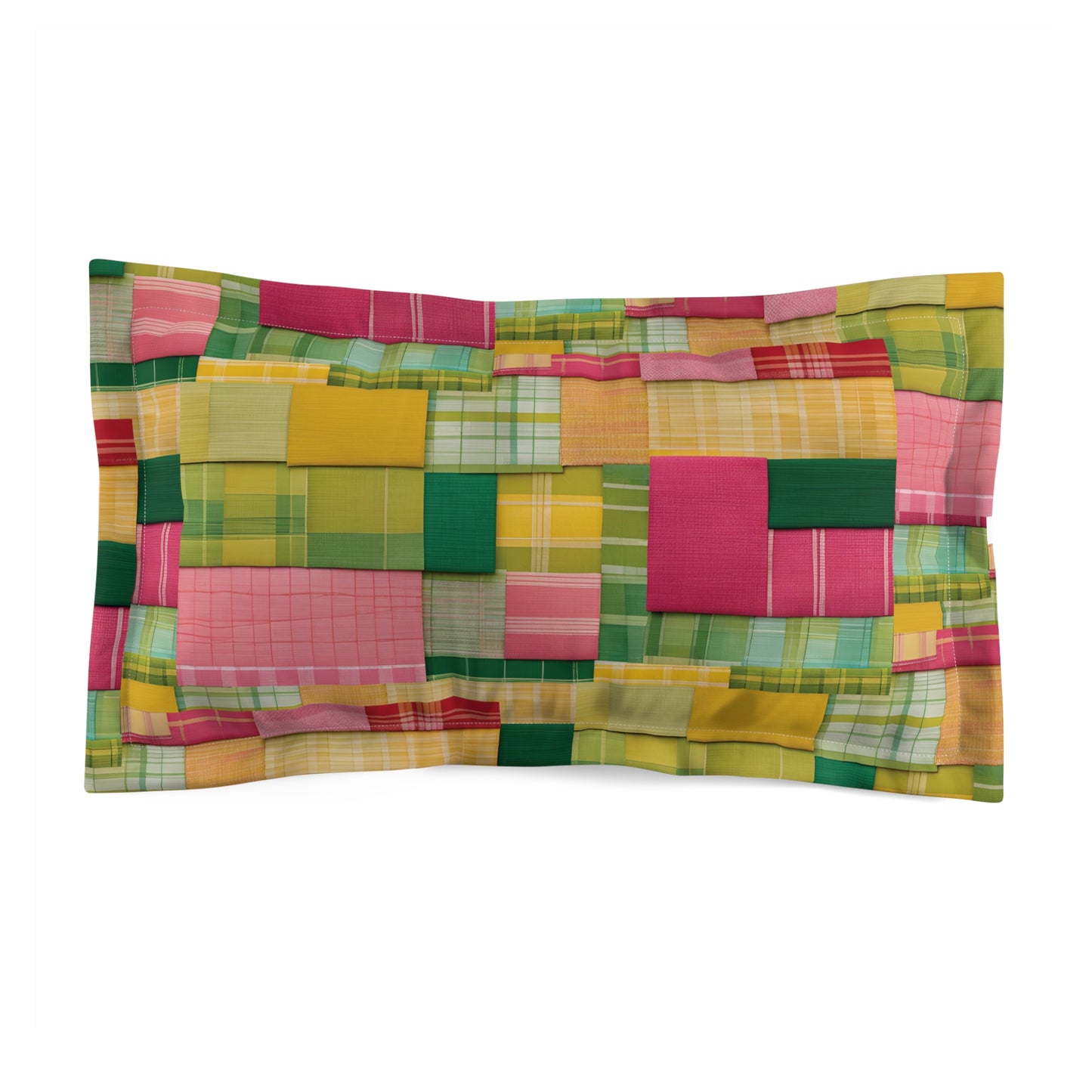 Colorful Patchwork Microfiber Pillow Sham - Easy-Care Bedding Accessory