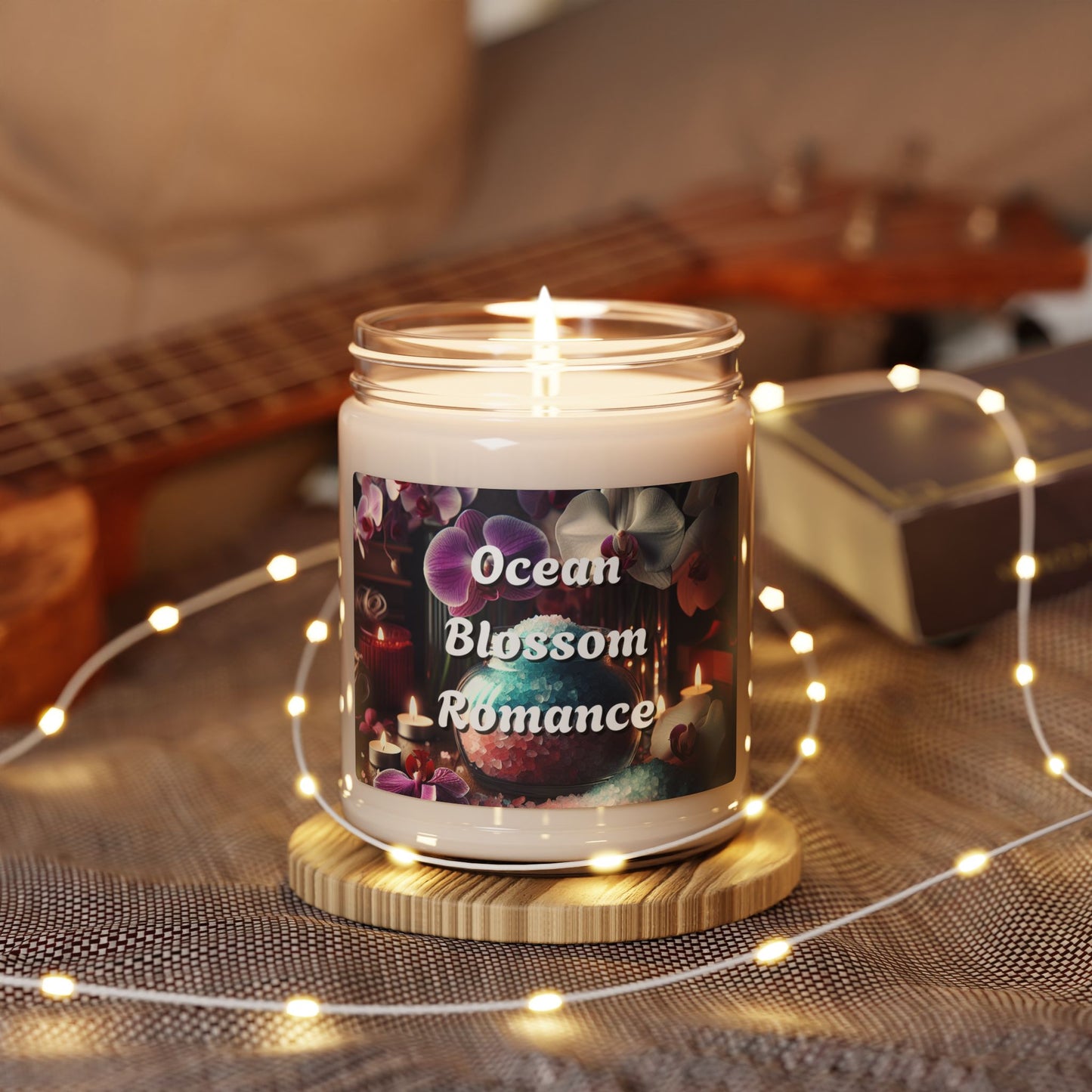 Ocean Blossom Romance Scented Candle, Relaxation Spa Candle, Floral Aromatherapy Candle, 9oz Jar Candle, Home Fragrance Decor