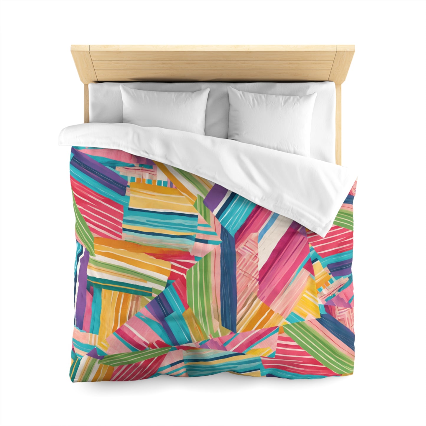 Vibrant Striped Microfiber Duvet Cover - Colorful Bedding for a Cheerful Bedroom