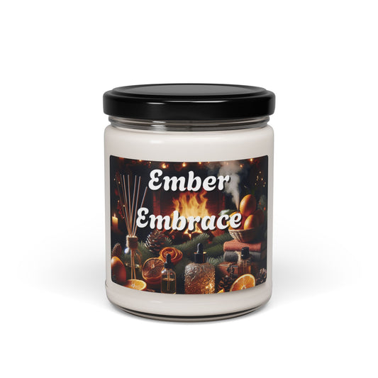 Ember Embrace Candle, Scented Soy, 9oz Relaxing Aromatherapy Home Decor, Cozy Gift Idea, Housewarming Present, Stress