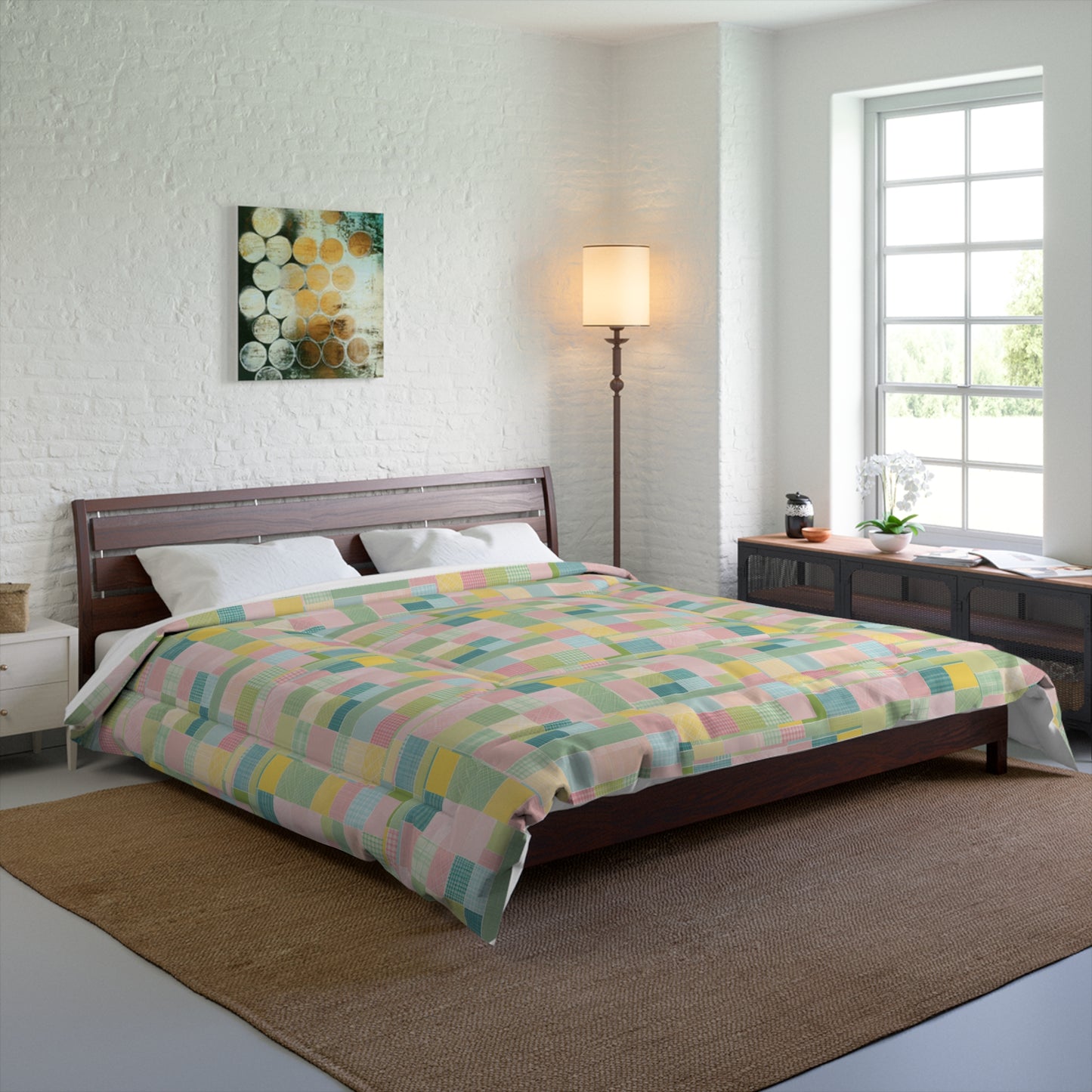 Pastel Geometric Comforter - Cozy Modern Bedding for Every Season