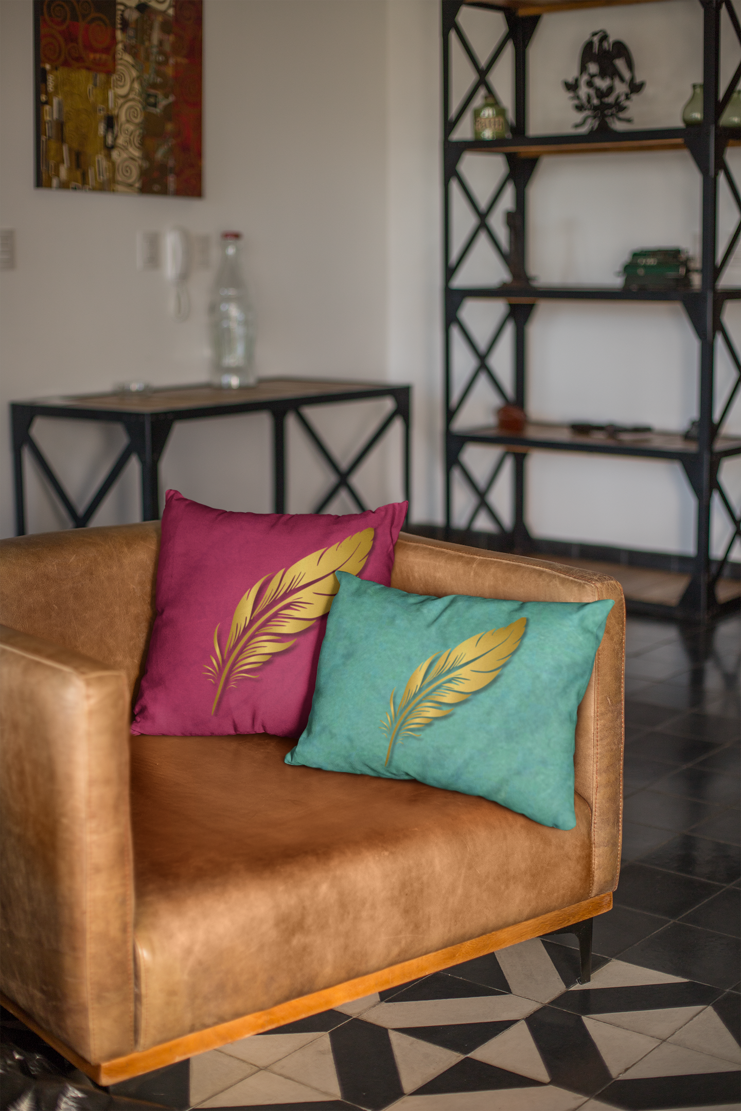 Golden Feather Throw Pillows