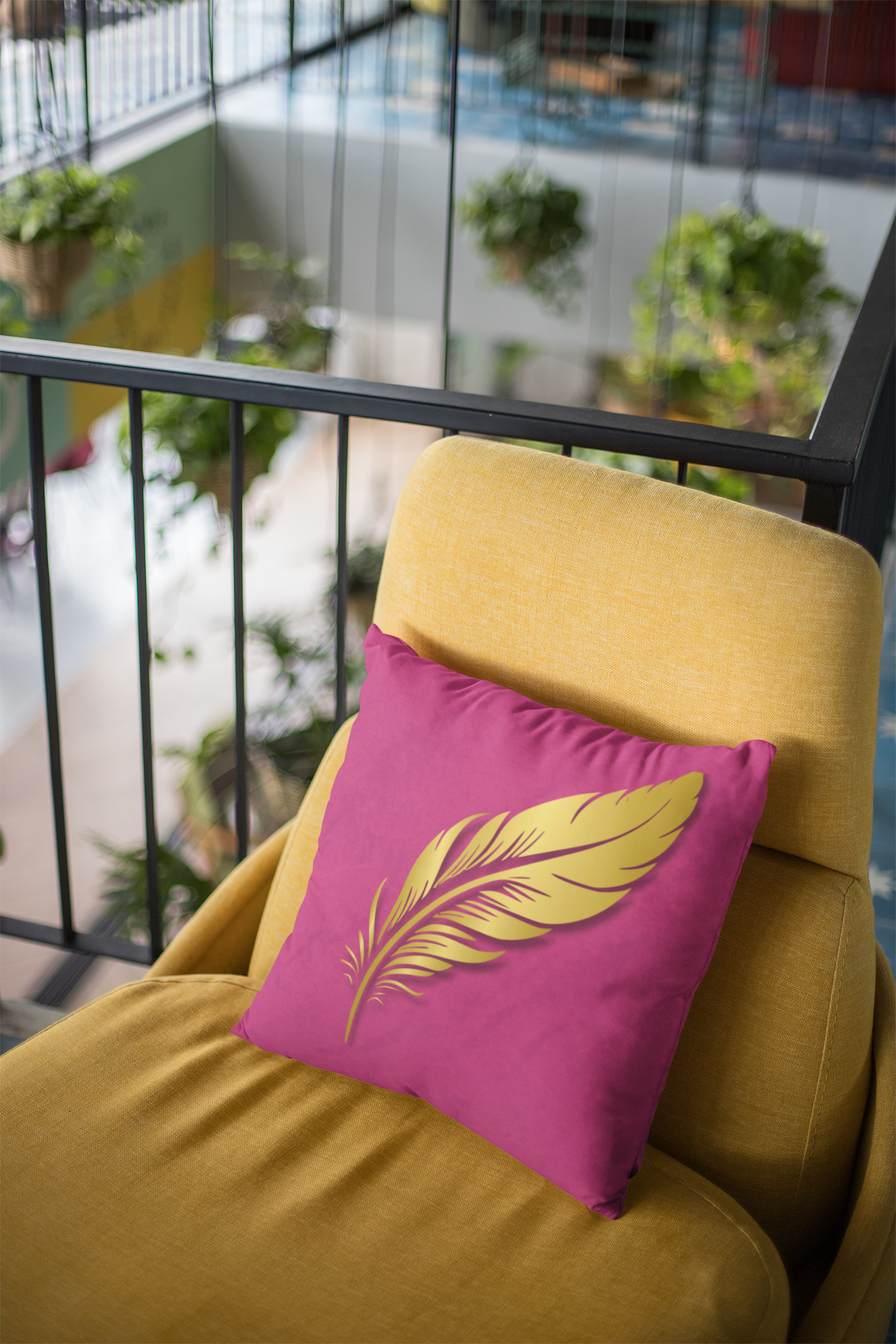 Golden Feather Throw Pillows